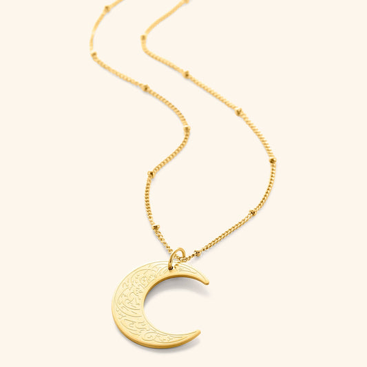 Collier croissant "Avec la difficulté vient la facilité"