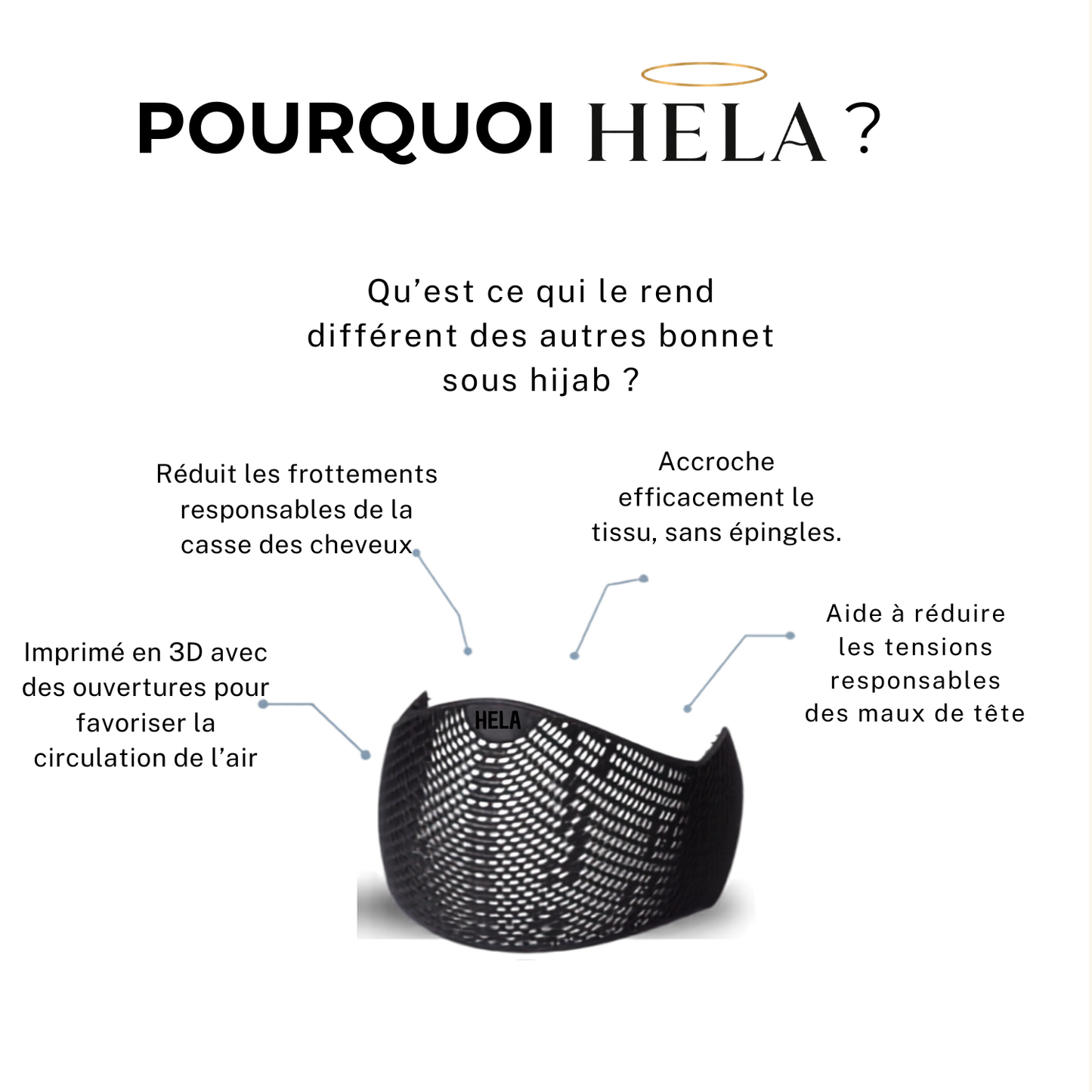 Sous hijab antidérapant et respirant Hela